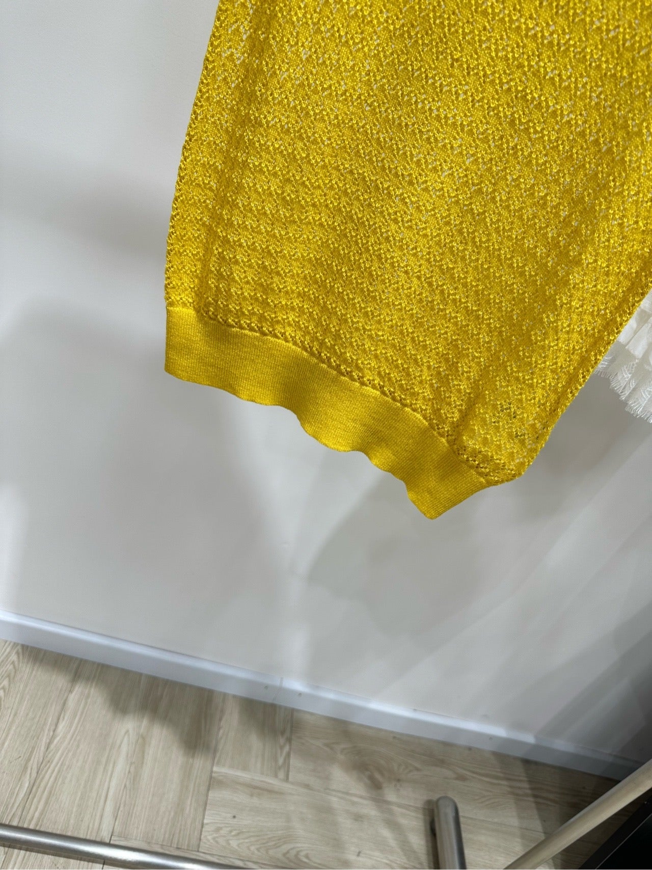 Miu 26s Knitted Openwork Yellow Top Cashmere Silk 409946