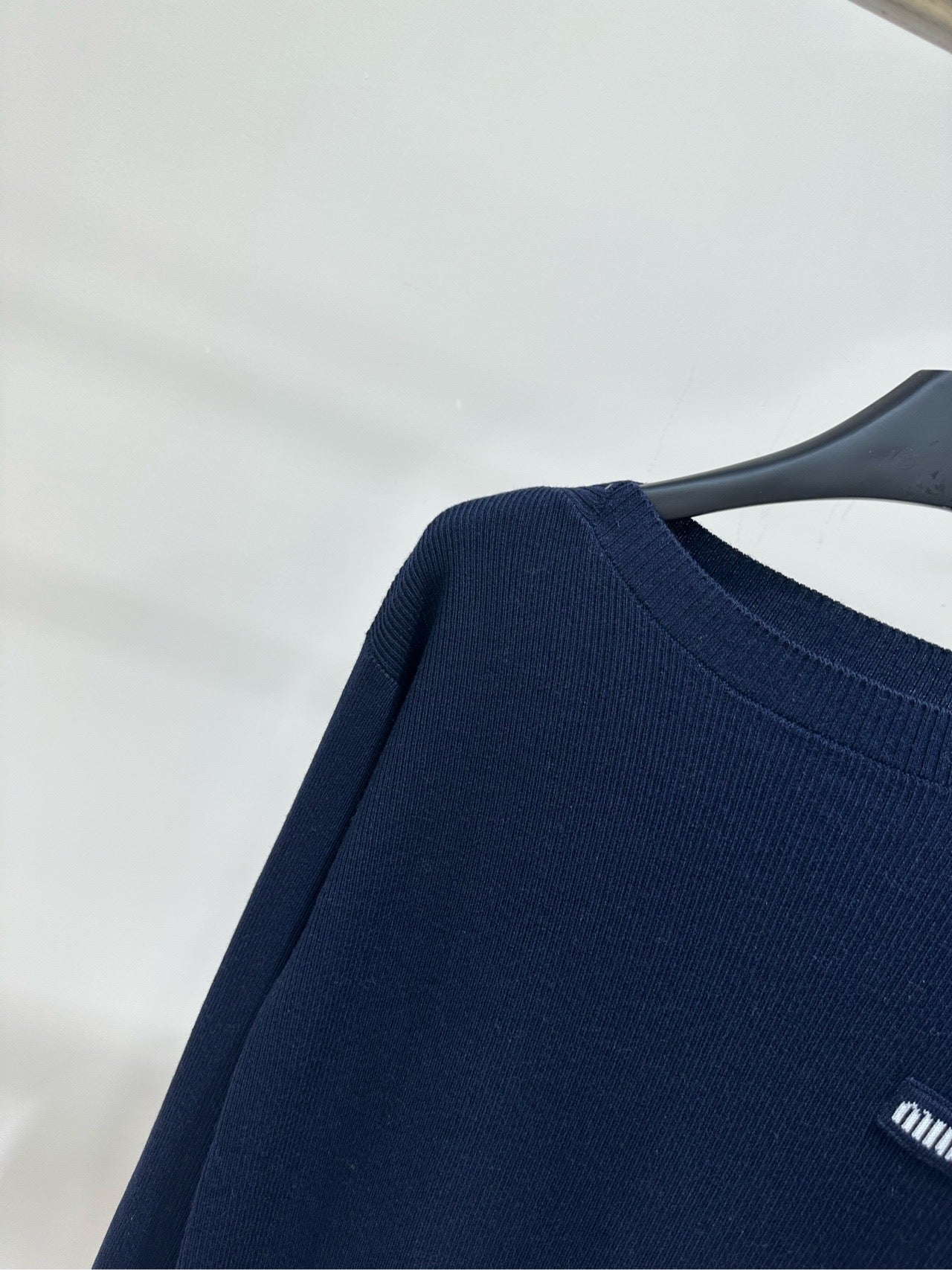 Miu 26s Dark Blue Striped Long-Sleeve T-Shirt Cotton 409872