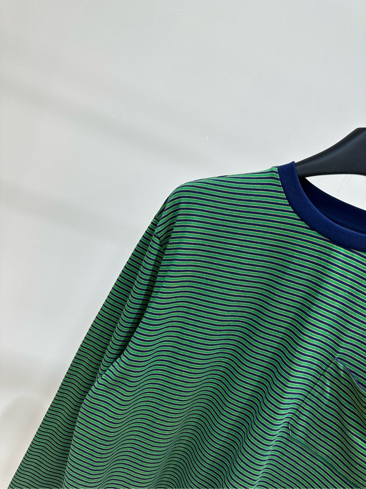 Miu 26s Green Striped Long-Sleeve T-Shirt Cotton 409864