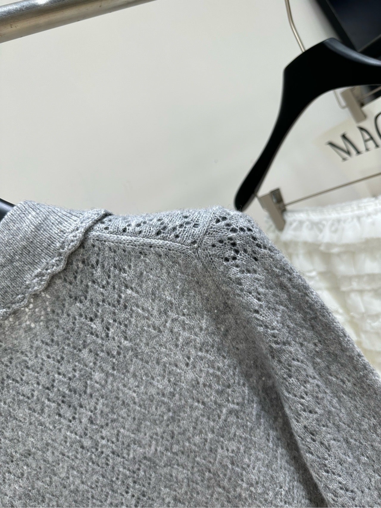 Miu 26s Collar Zipper Cardigan Grey Cashmere Mulberry Silk 417368
