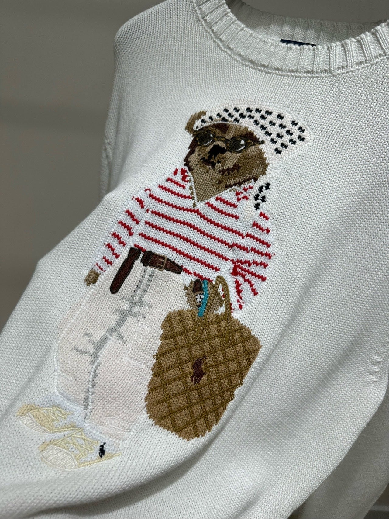 Ralph Lauren Polo Bear Jumper White Cotton 417242