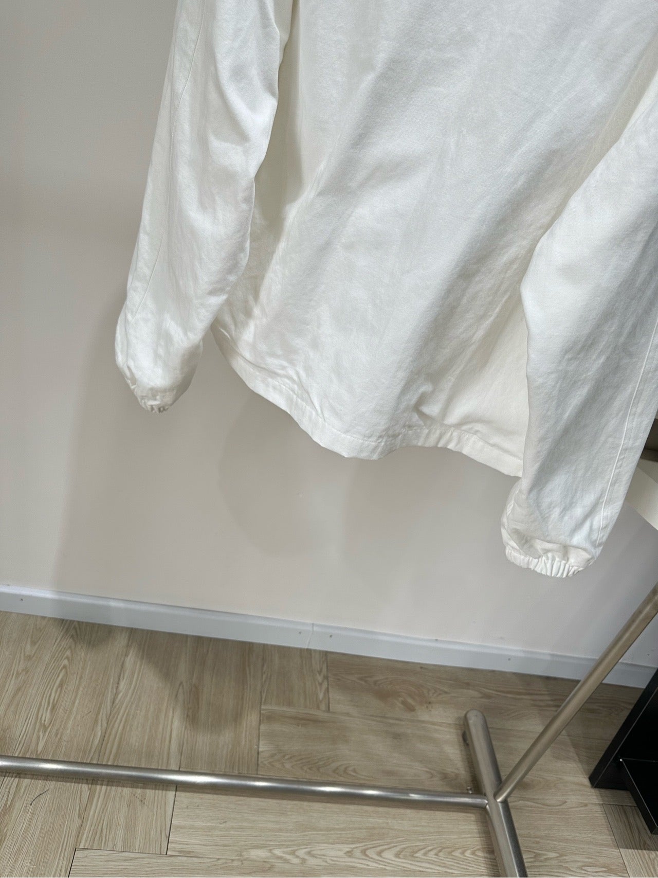 YSL 26s Stand-Up Collar Zip-Up Jacket White Cotton 417228