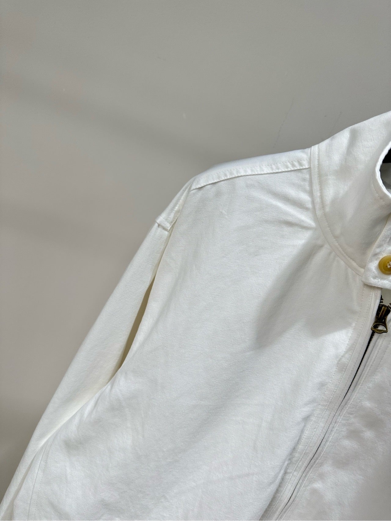 YSL 26s Stand-Up Collar Zip-Up Jacket White Cotton 417228