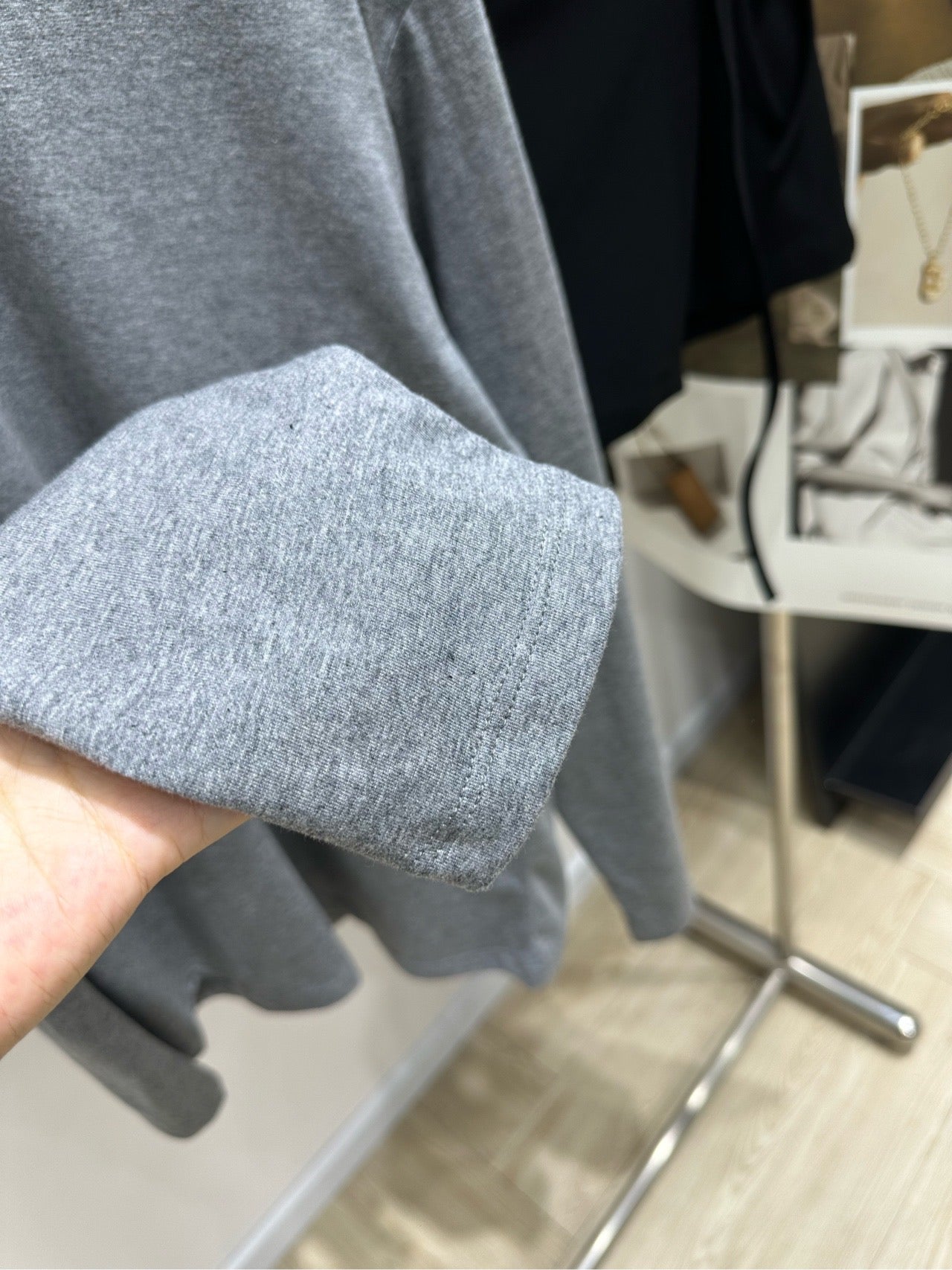 Miu 26s Crew Neck Long Sleeve T-Shirt Grey Cotton 417164