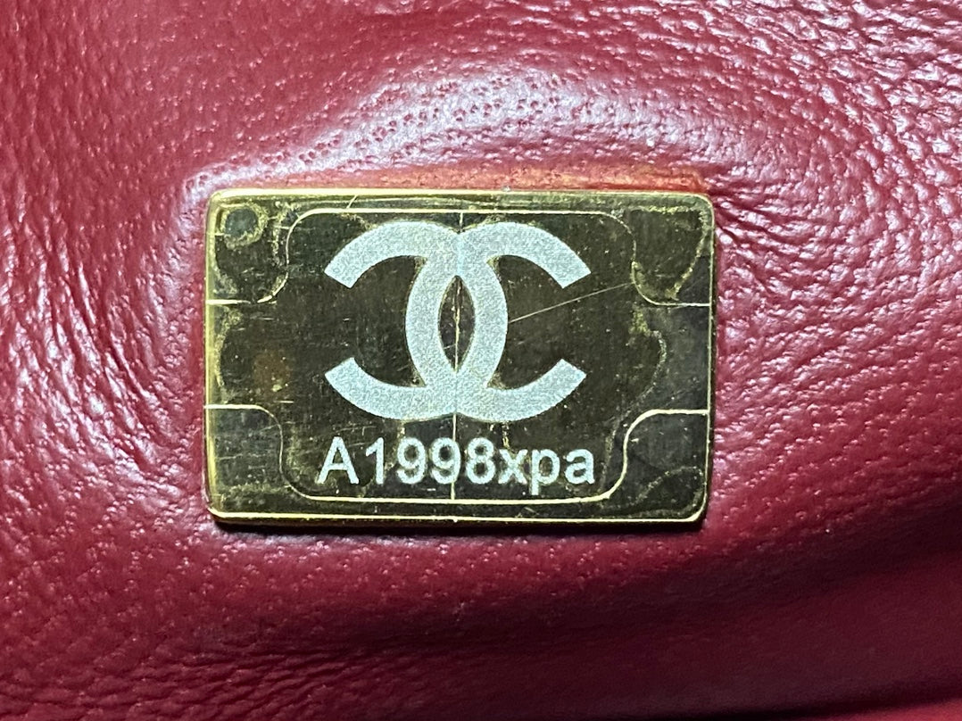 Chanel 2026 Pouch With Leather Strap 25cm Burgundy Calfskin