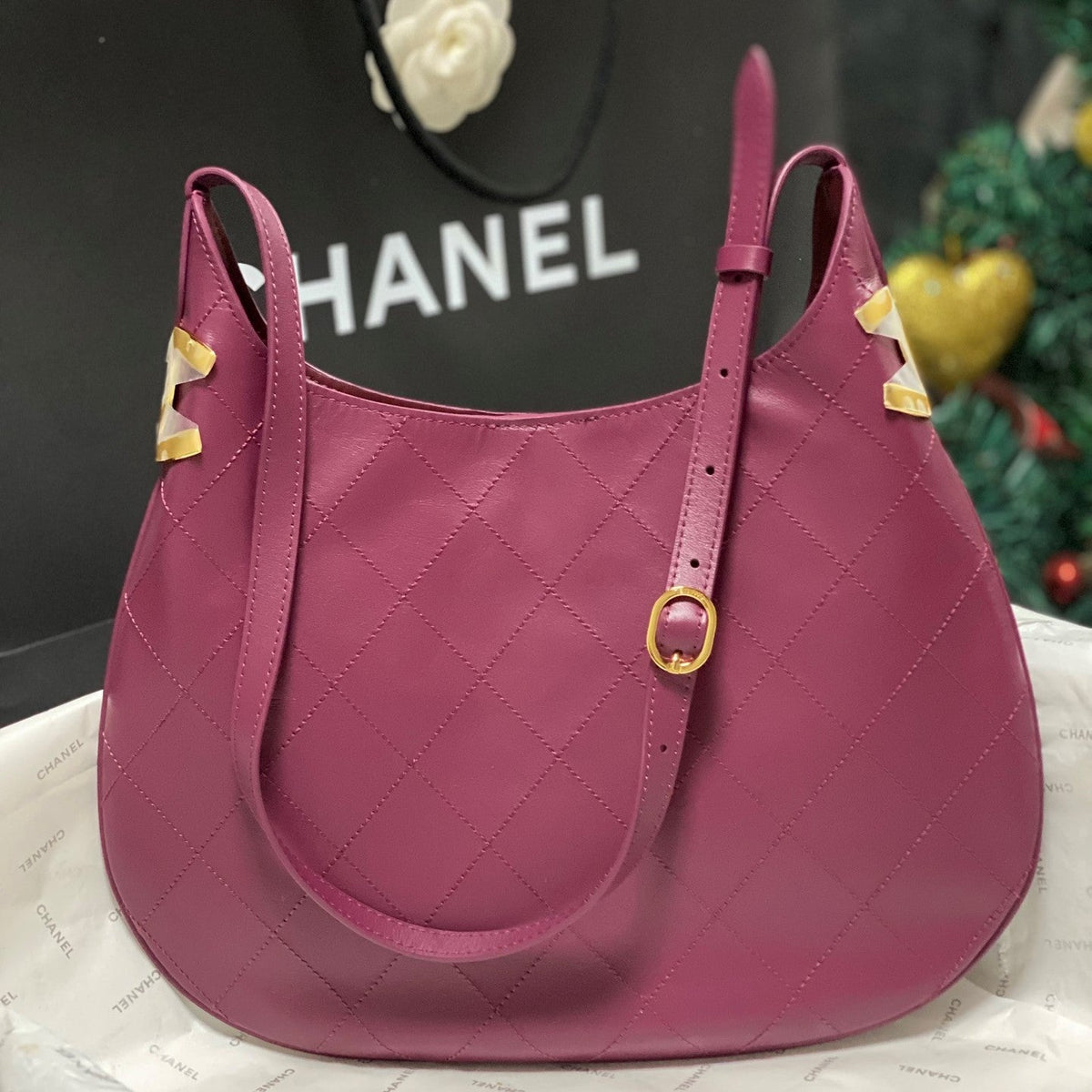 Chanel 2026 AS6478 Hobo Bag Purple Pink Lambskin Leather