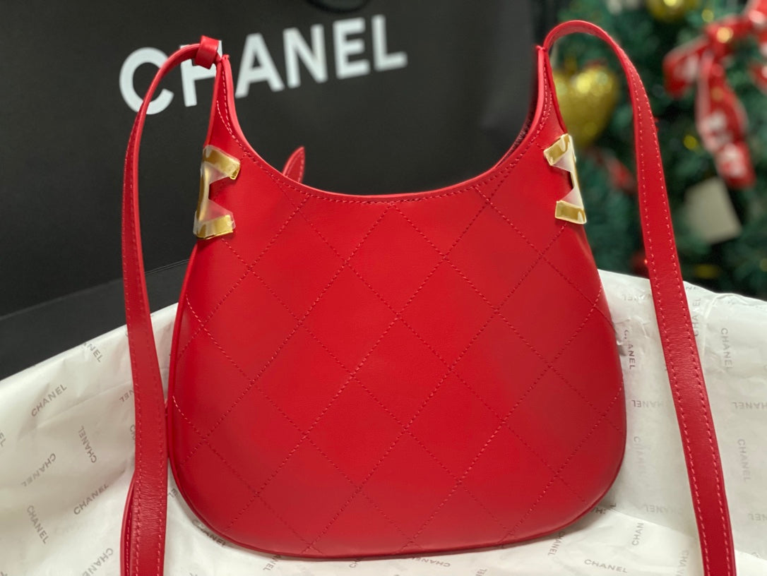 Chanel 2026 Hobo Bag AS6479 Red Lambskin Leather