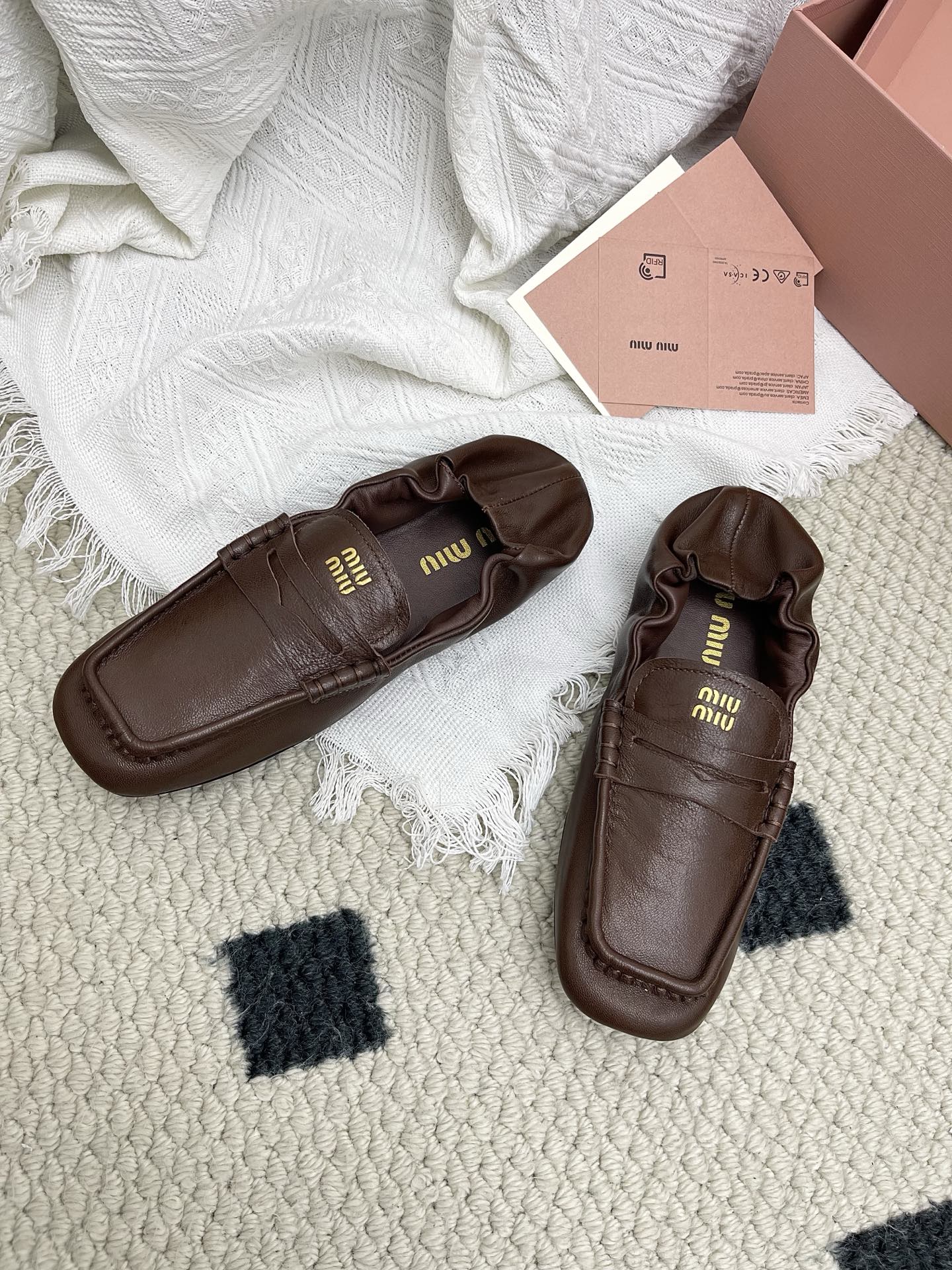 Miu Ruches Brown Leather 611335
