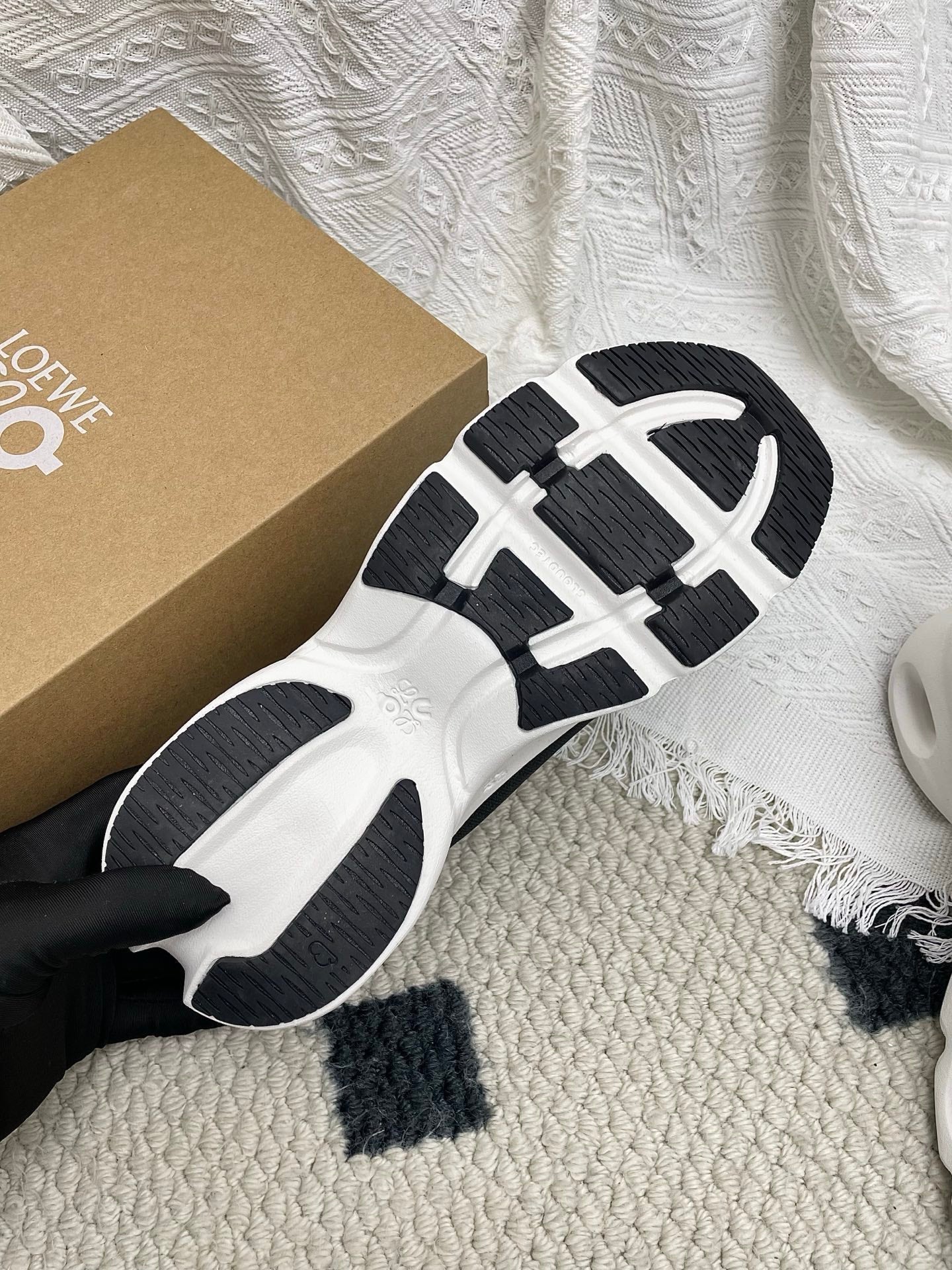 Loewe 26s Cloudsolo Sneakers In Black And White Recycled Polyester