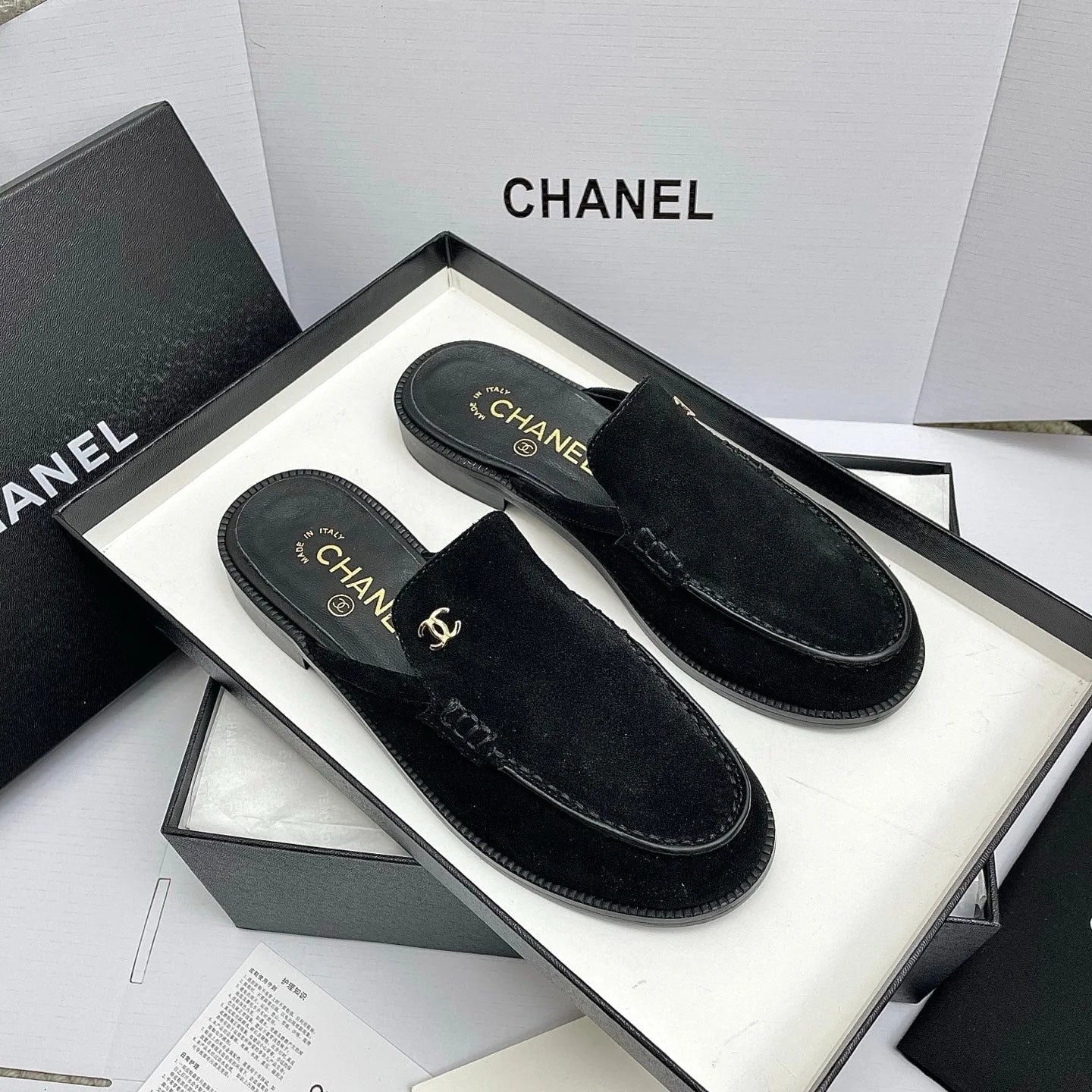 CC 26s Double C Mule Black Suede 645302