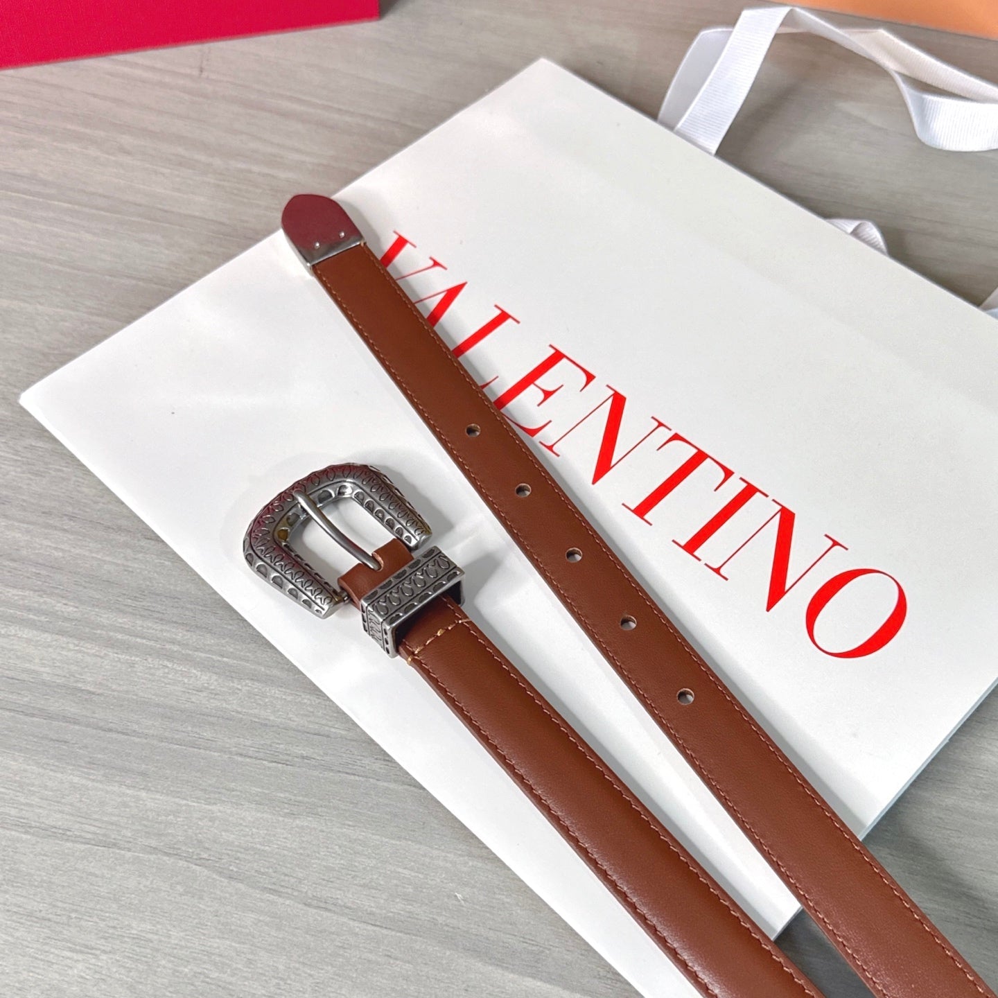 Valentino VLogo Signature Belt 2.0cm Brown Cowhide 202891