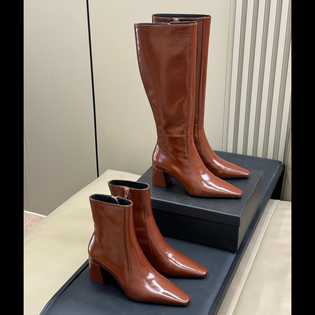 YSL 26s Le Cassandre Boots Cognac  Smooth Leather 157727