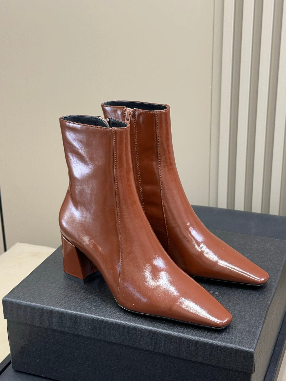 YSL 26s Le Cassandre Boots Cognac  Smooth Leather 157727