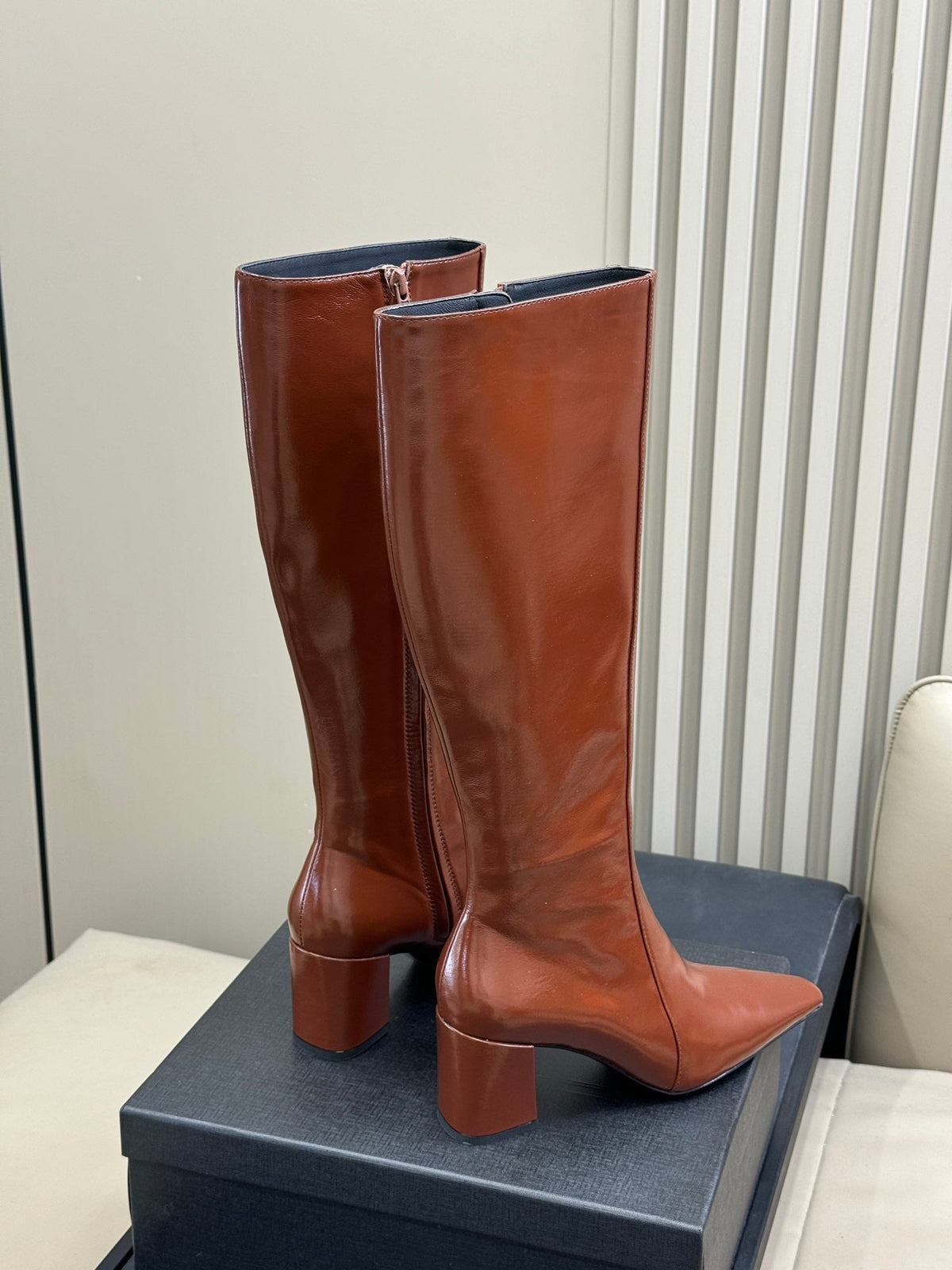YSL 26s Le Cassandre Boots Cognac  Smooth Leather 157727