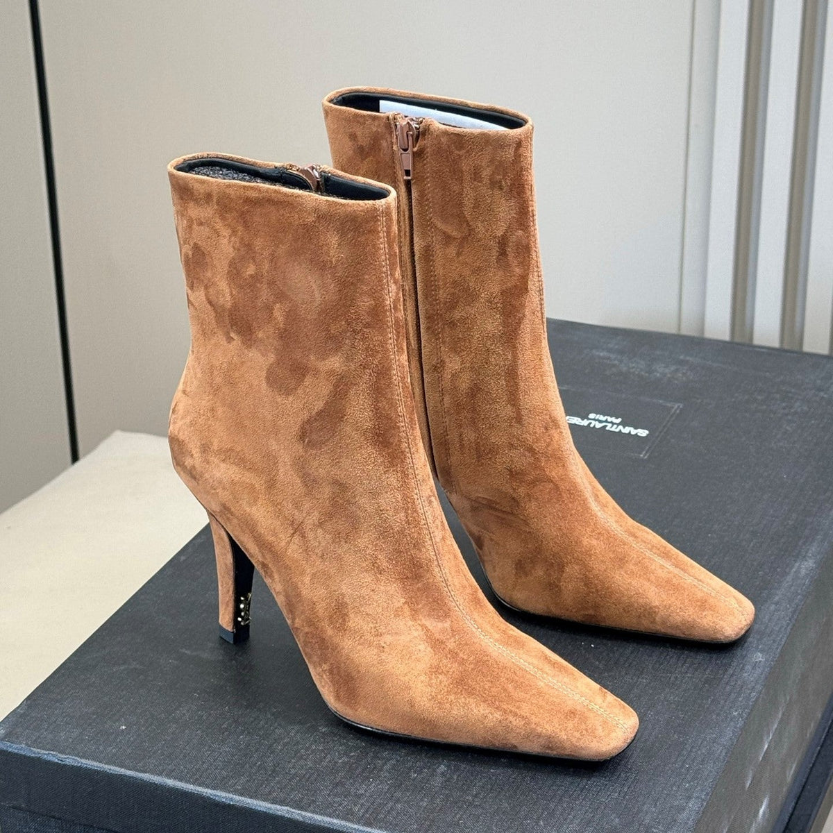 YSL 26s Le Cassandre Boots Tan Suede Leather 157721