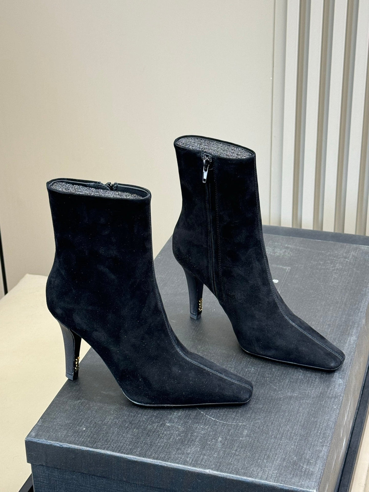 YSL 26s Le Cassandre Boots Black Suede Leather 157723