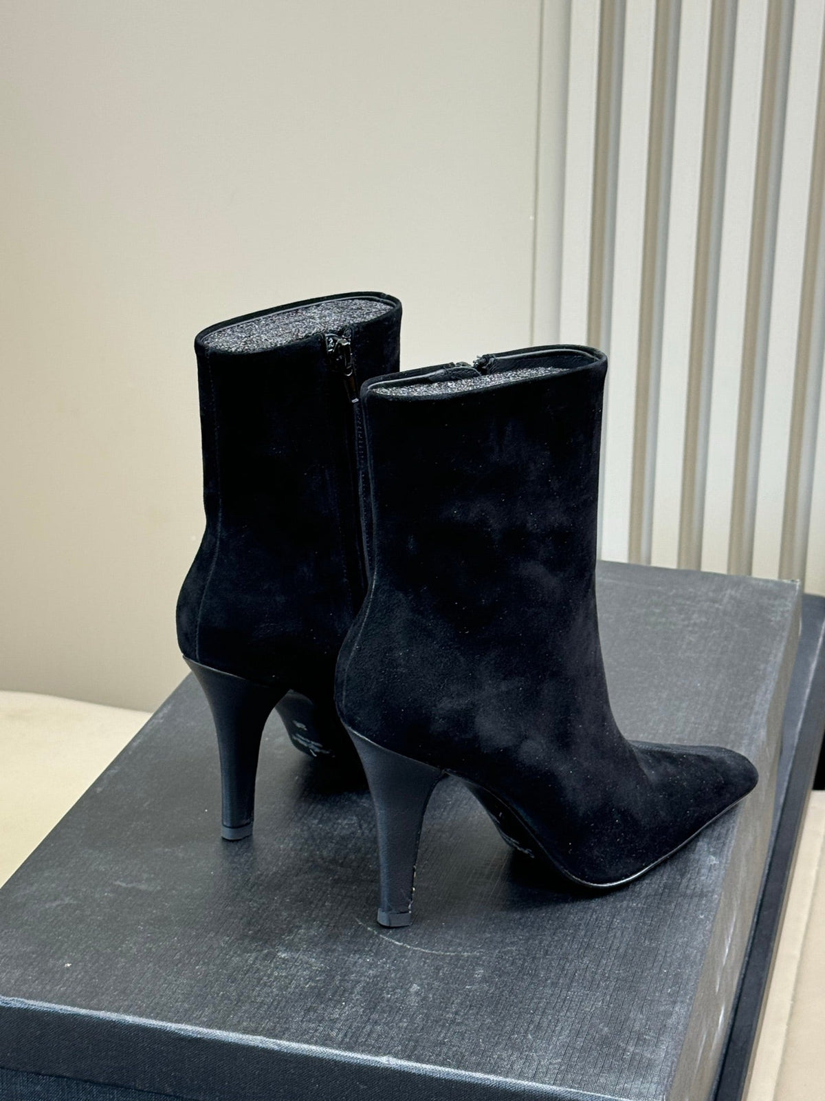 YSL 26s Le Cassandre Boots Black Suede Leather 157723