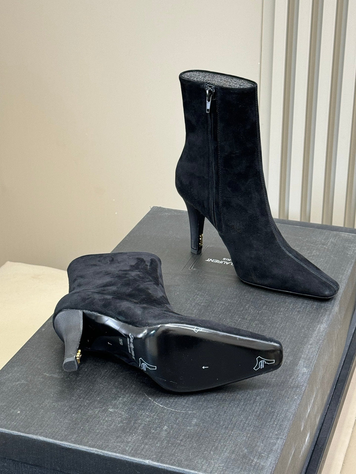 YSL 26s Le Cassandre Boots Black Suede Leather 157723