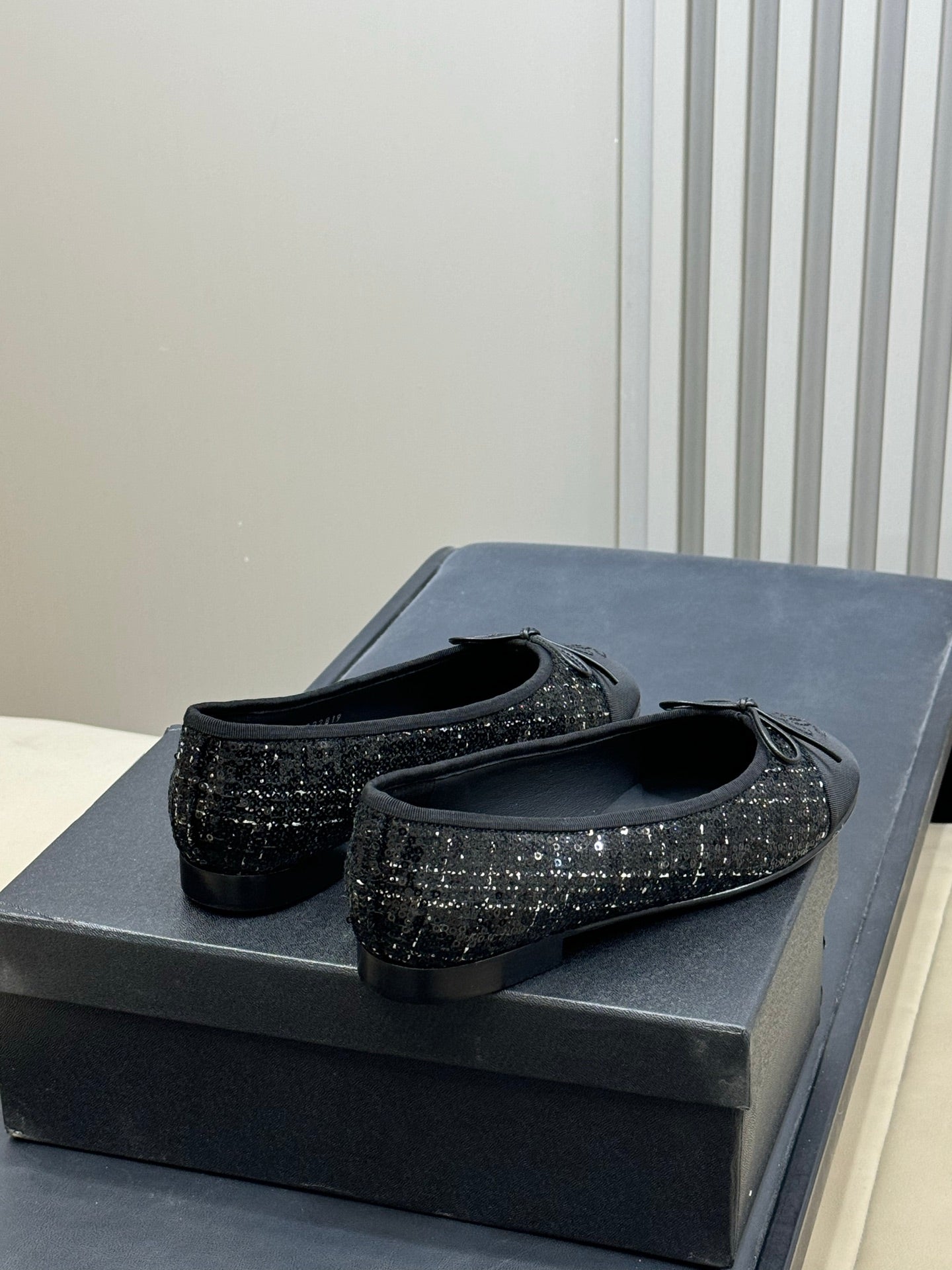 CC 26ss Ballet Flats Black Tweed Fabric 623151