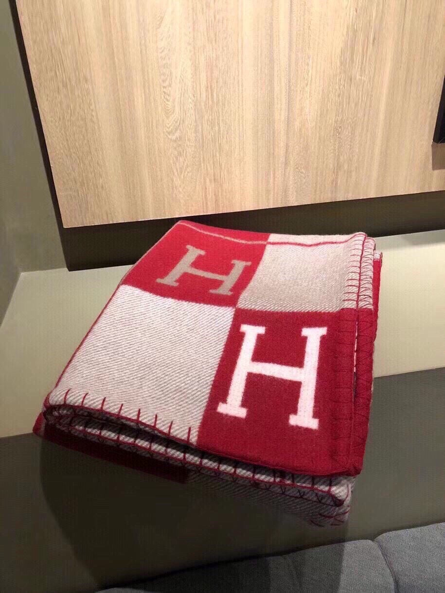 Hermes 26s Avalon Blanket 135x170cm Burgundy Wool 528112