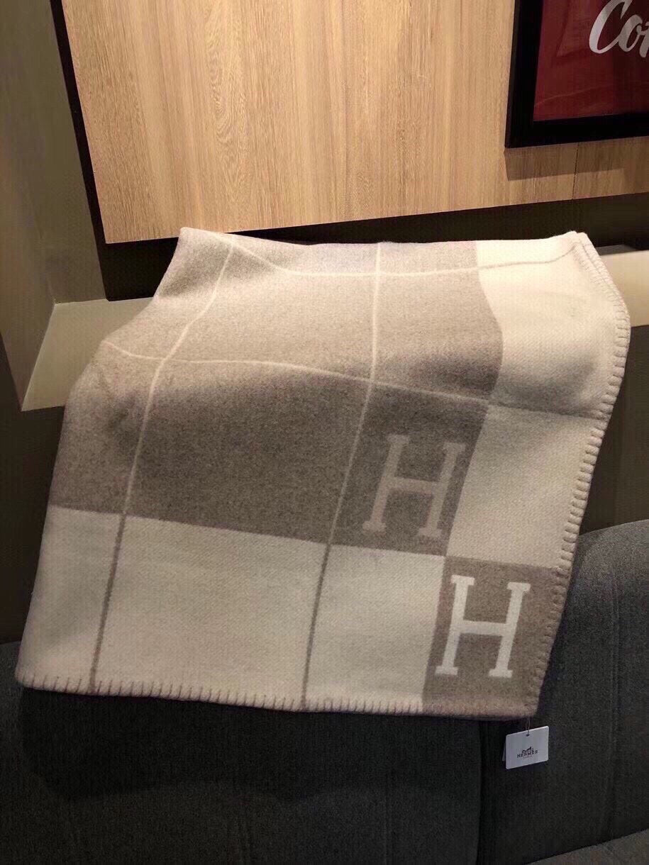 Hermes 26s Avalon Blanket 135x170cm Brown Wool 528113
