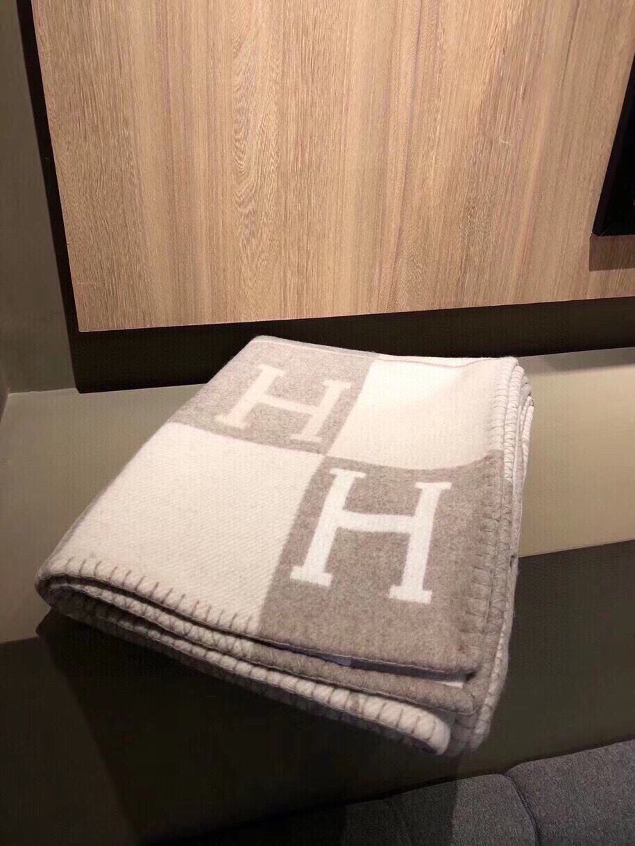 Hermes 26s Avalon Blanket 135x170cm Brown Wool 528113