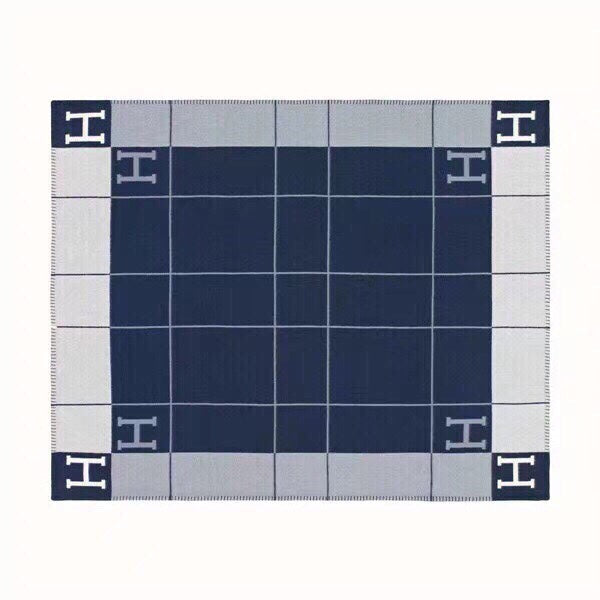 Hermes 26s Avalon Blanket 135x170cm Bleu Wool 528114