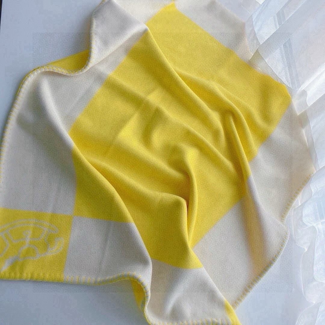 HM Baby Blanket Grey Yellow Wool Cashmere