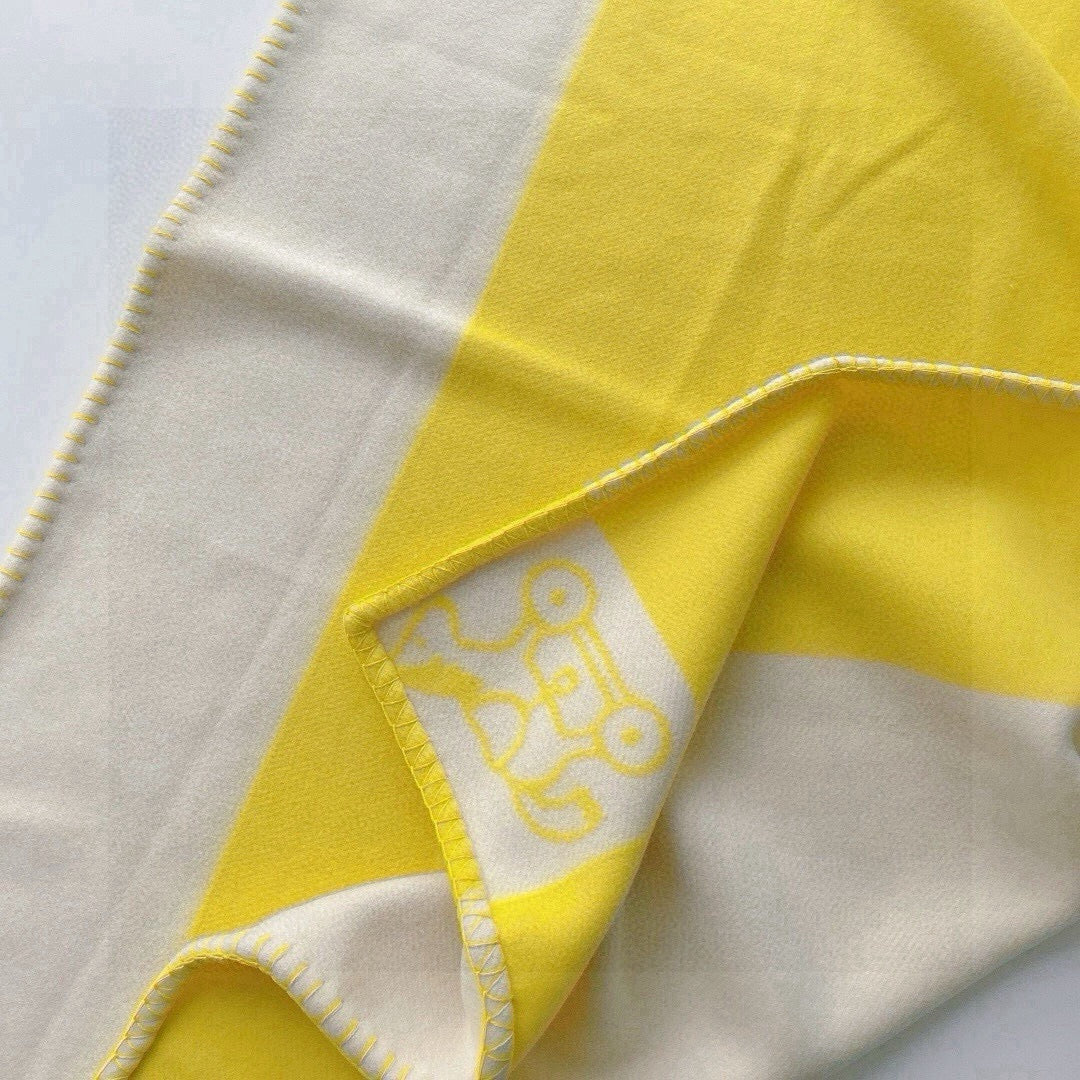 HM Baby Blanket Grey Yellow Wool Cashmere