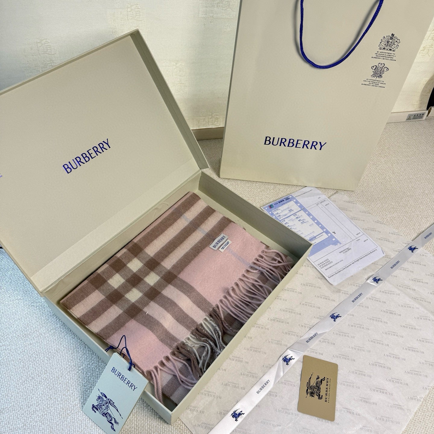 BBR Long Scarf 17CM Pink Brow Cashmere 150388