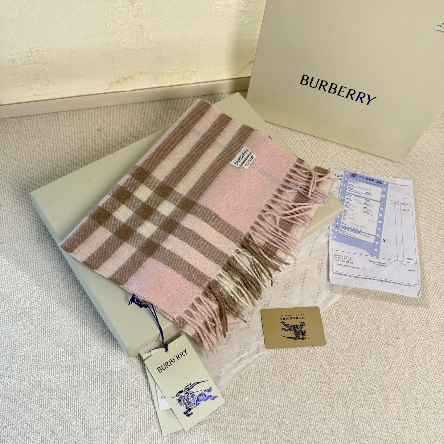 BBR Long Scarf 17CM Pink Brow Cashmere 150388