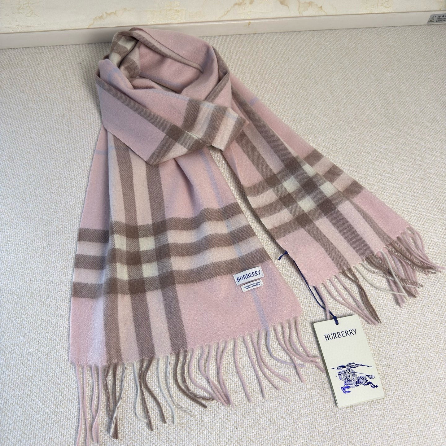 BBR Long Scarf 17CM Pink Brow Cashmere 150388