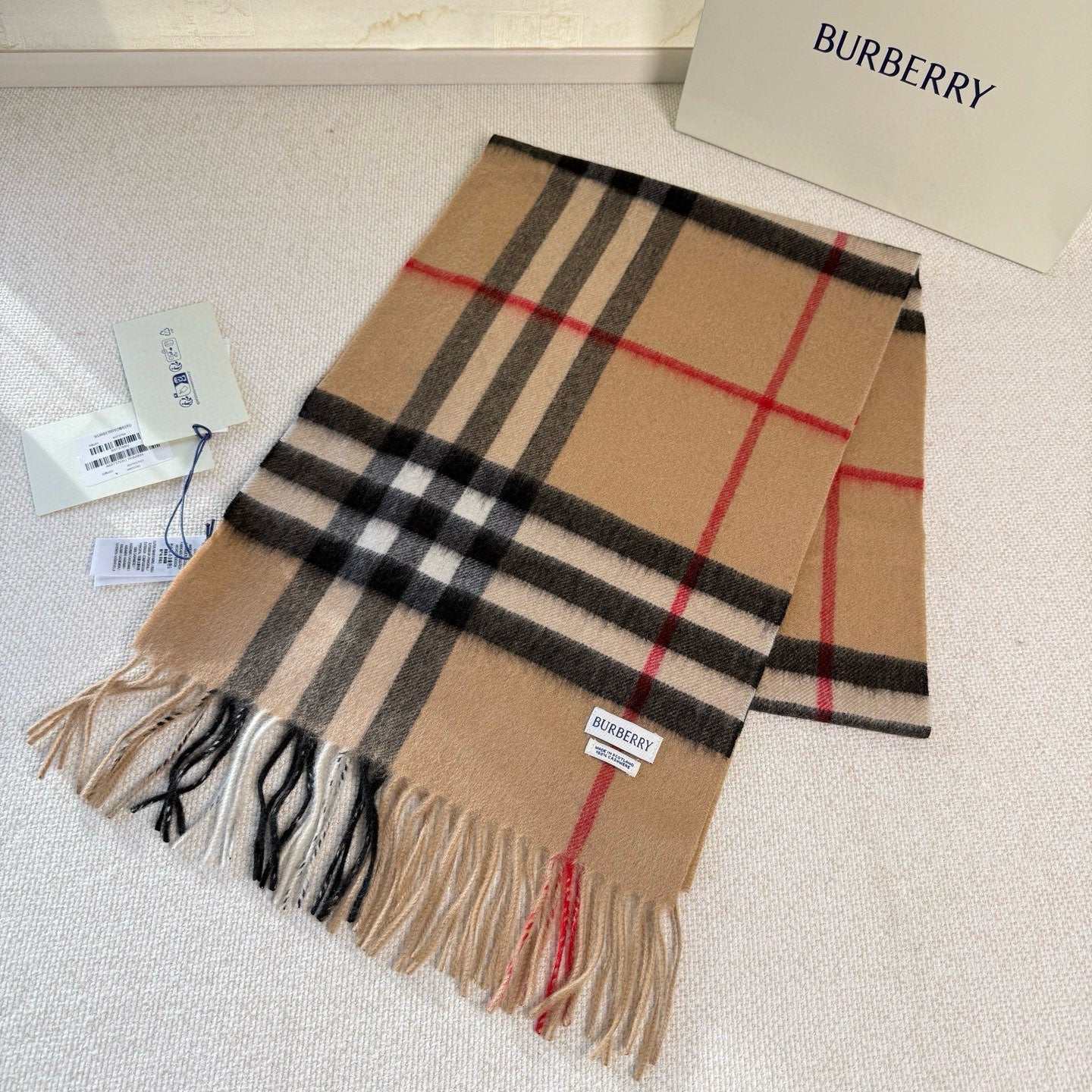 BBR Long Scarf 17CM Tan Cashmere 150390
