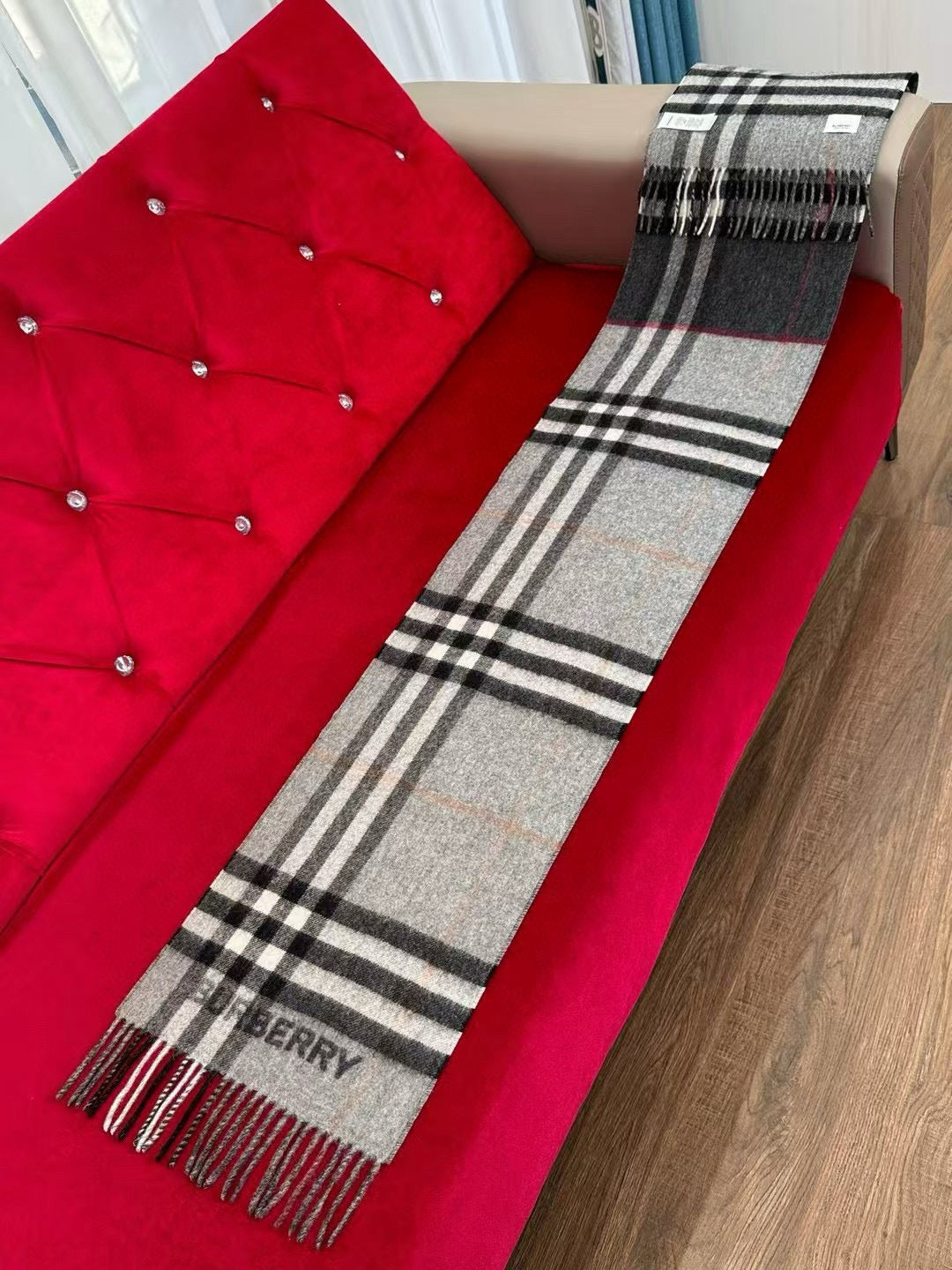 BBR Long Scarf 17CM Grey Cashmere 150411