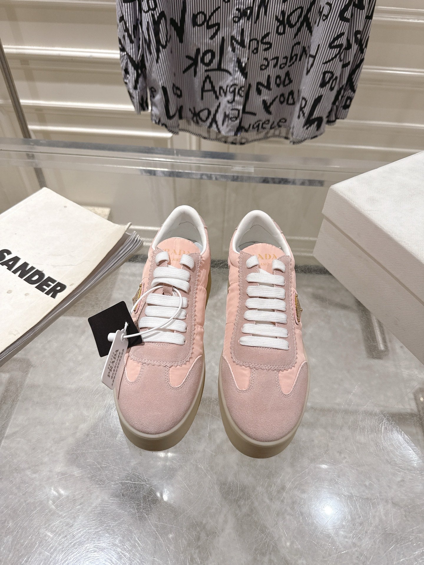Prada 26s Downtown Sneakers Muted Pink Re-Nylon Suede 968252