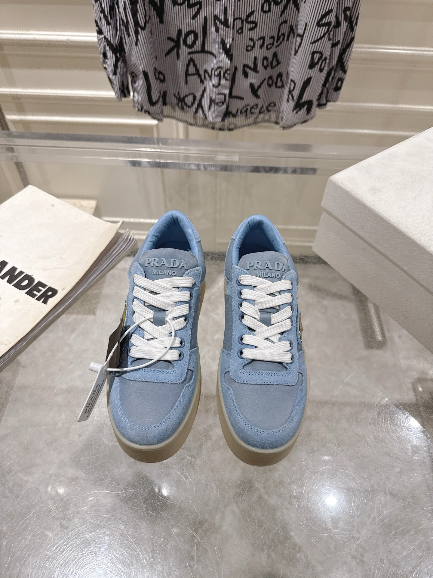 Prada 26s Downtown Sneakers Blue Re-Nylon Suede 968254