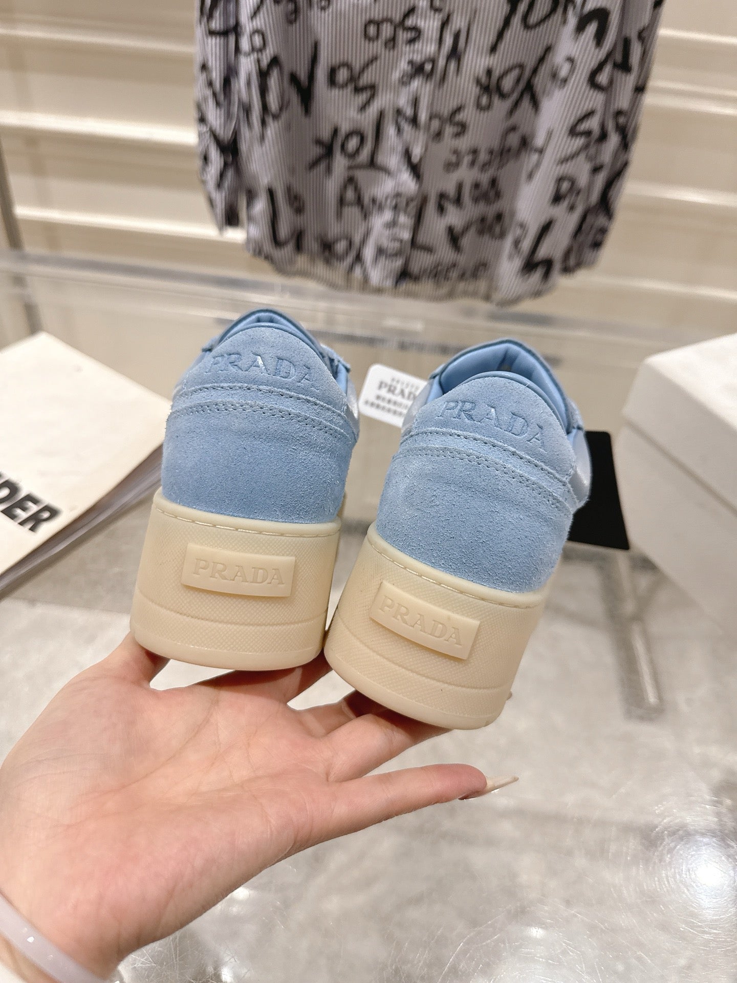 Prada 26s Downtown Sneakers Blue Re-Nylon Suede 968254