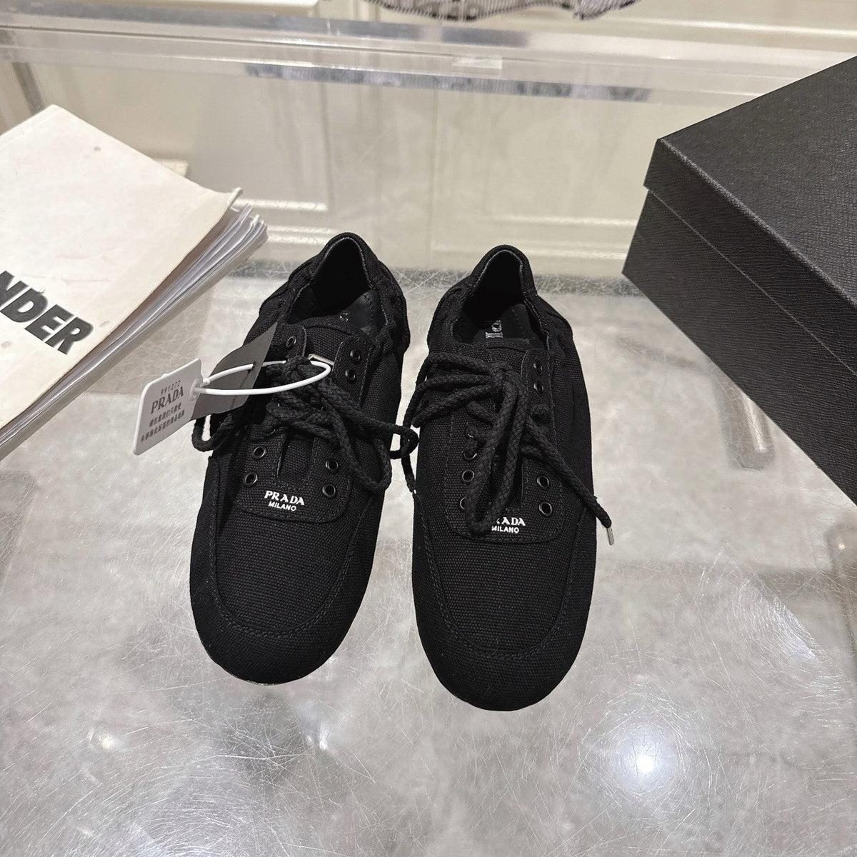 Prada 26S Sneakers Black Canvas 148091