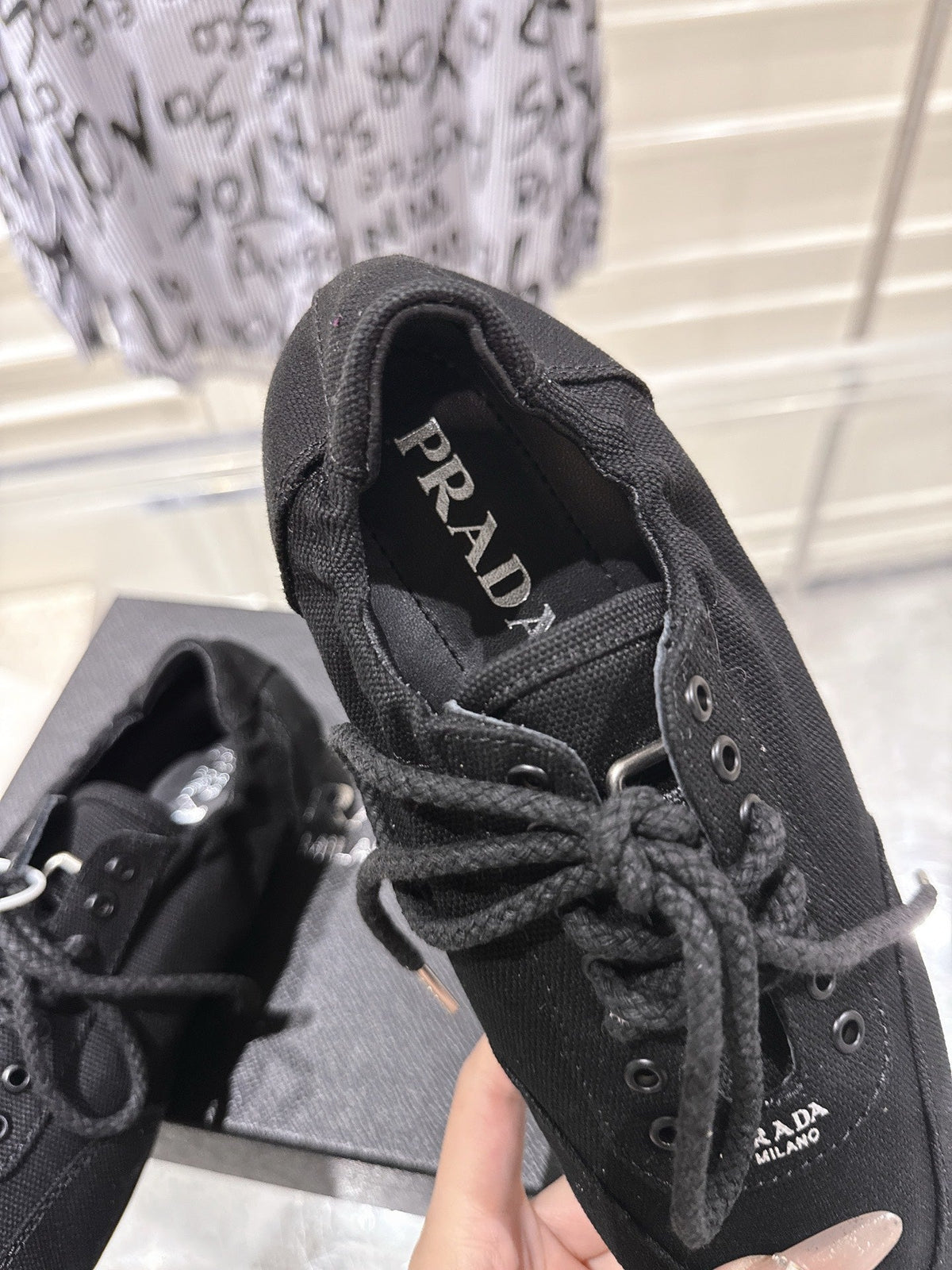 Prada 26S Sneakers Black Canvas 148091