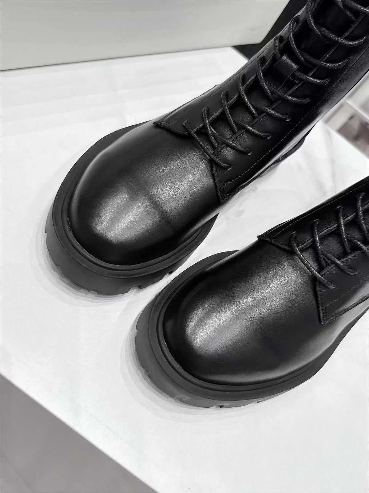 CE 26s Margaret Combat Boots 3.5cm Black Leather 147664