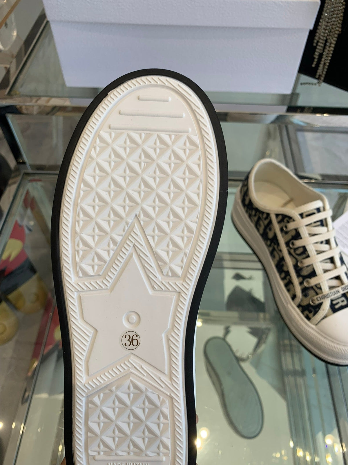 CD Walk'n Platform Sneaker In Black Mix Camel Brown Embroidery Iconic Patterns Fabric