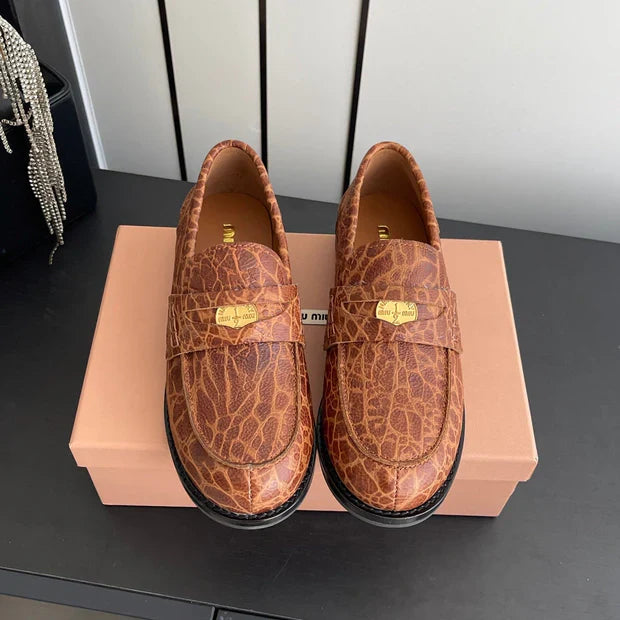 MIU 26 Casual Loafers Brown Calfskin 631627