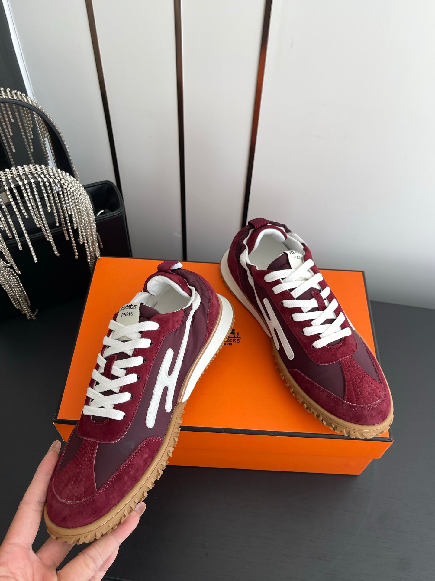 HM Jet Sneaker Burgundy White Suede 739995