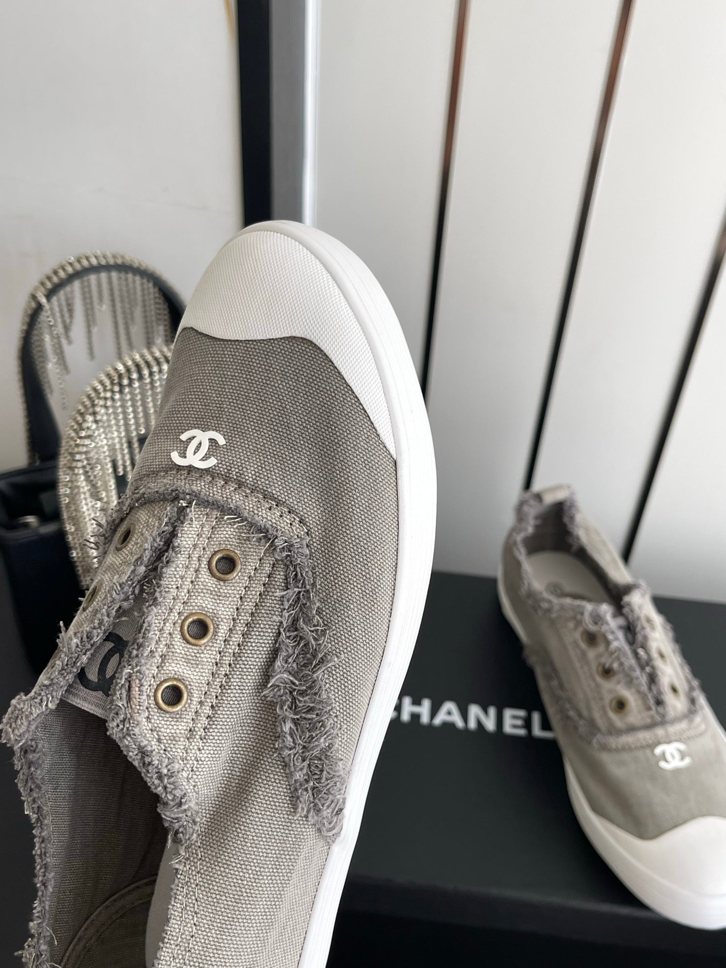 CC 26s Laceless Canvas Sneakers Grey Canvas 945156