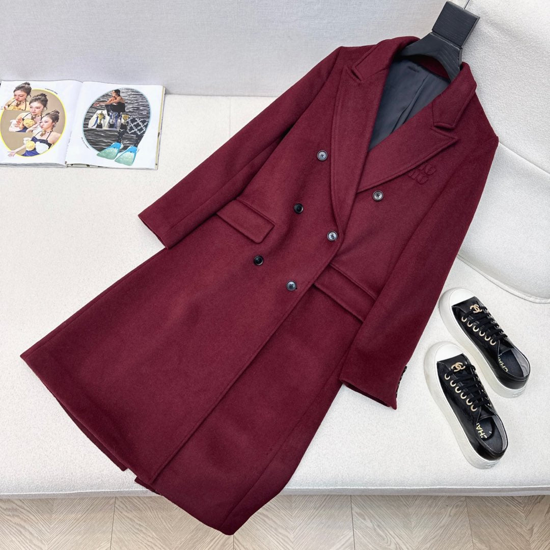 Miu Miu Long Suit Jacket Burgundy Polyester Wool
