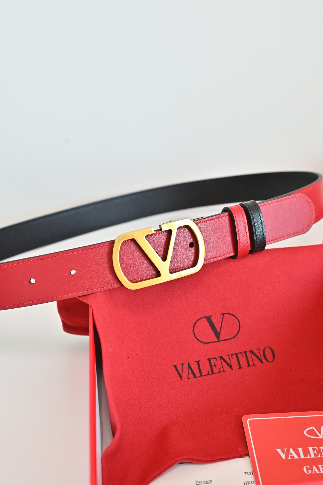 Valentino FW26 VLogo Reversible Belt 30mm Smooth Leather 219991