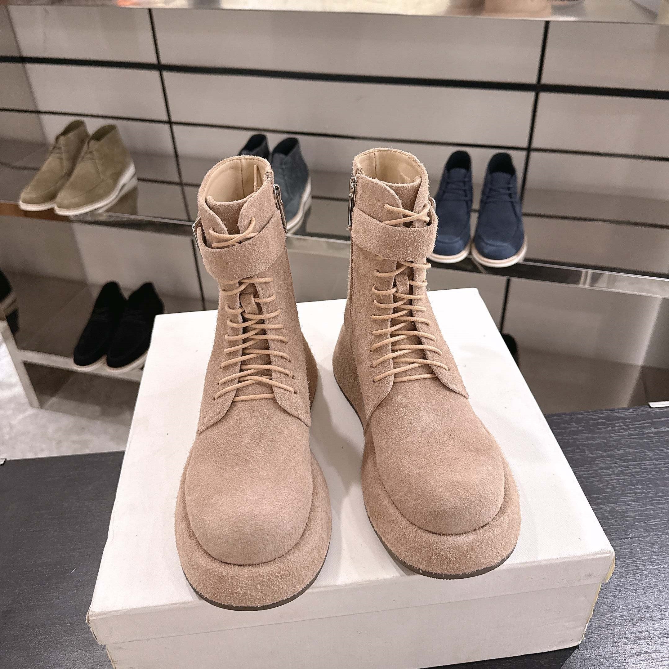 The Row SS2025 Boots With Strap Brown Suede 543369