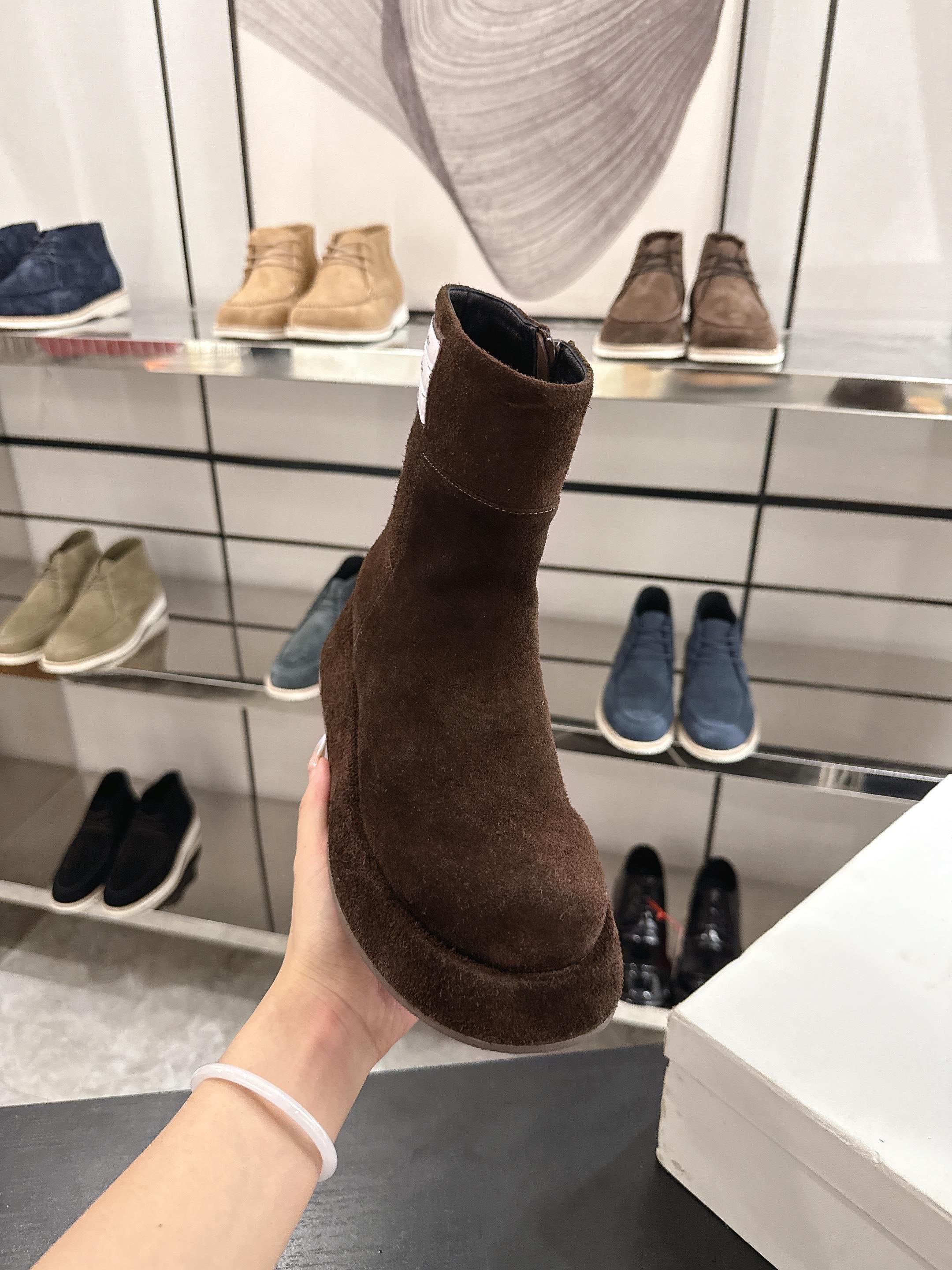 The Row SS2025. Boots  Dark Brown Suede 543373