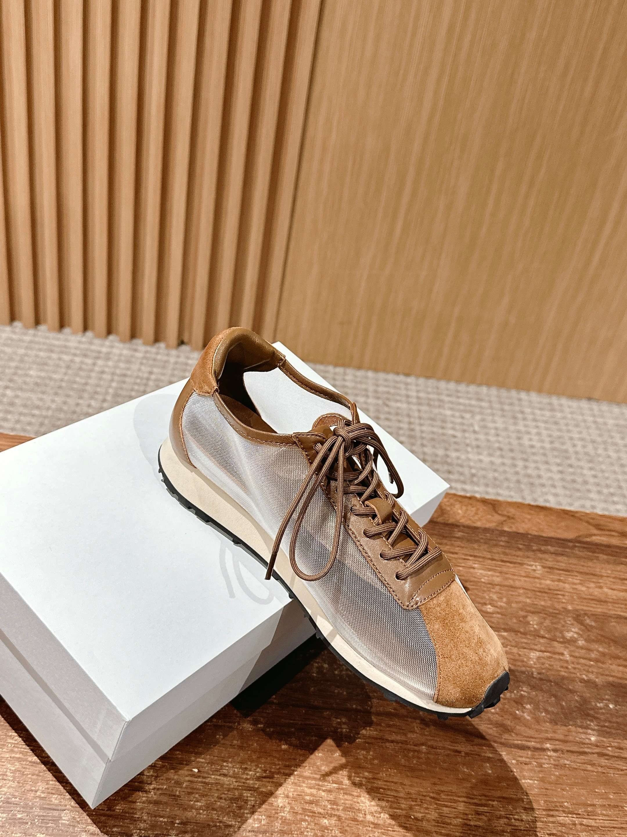 The Row  Sneakers Light Taupe Mesh And Cowhide 330594