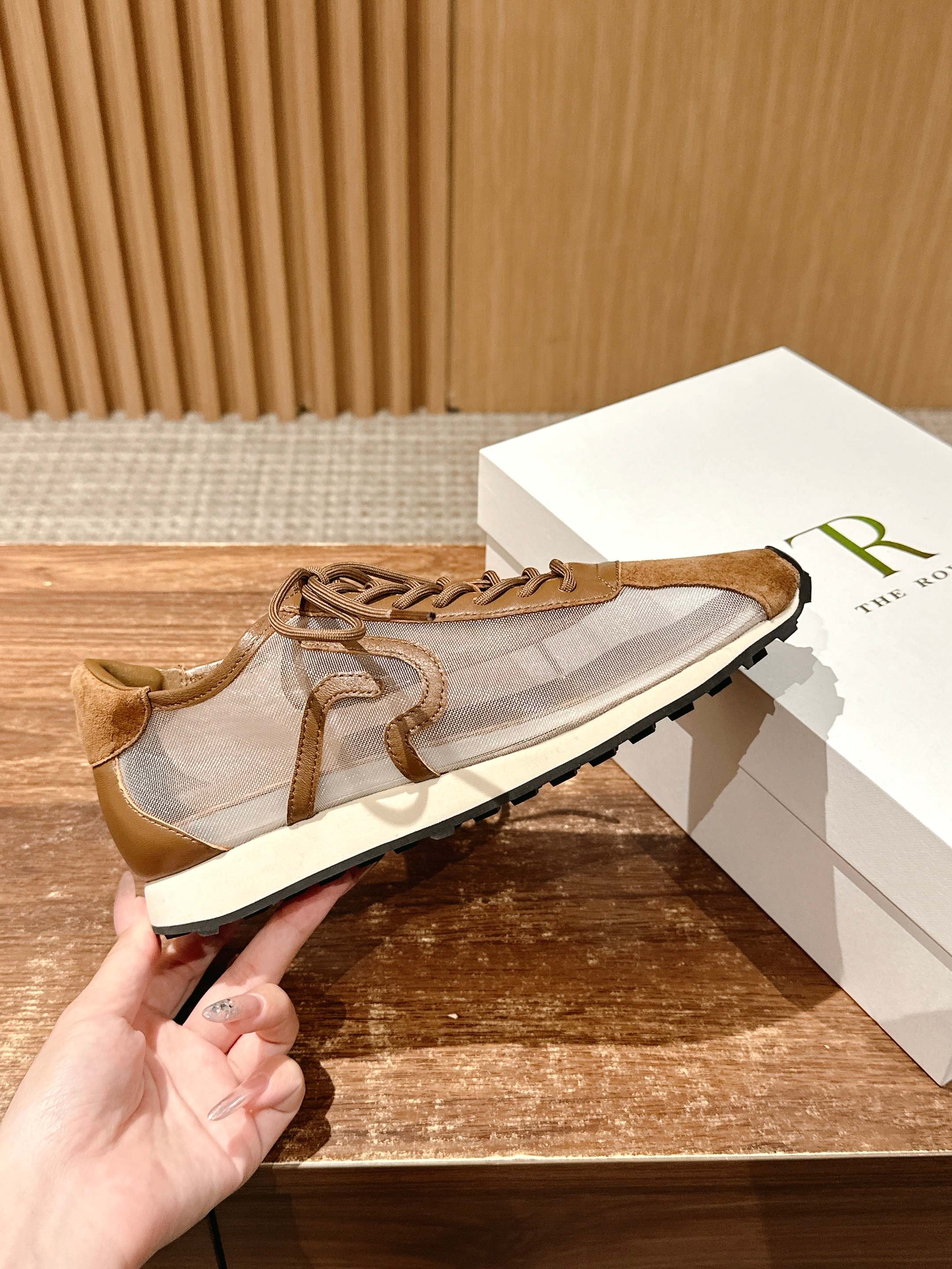 The Row  Sneakers Light Taupe Mesh And Cowhide 330594